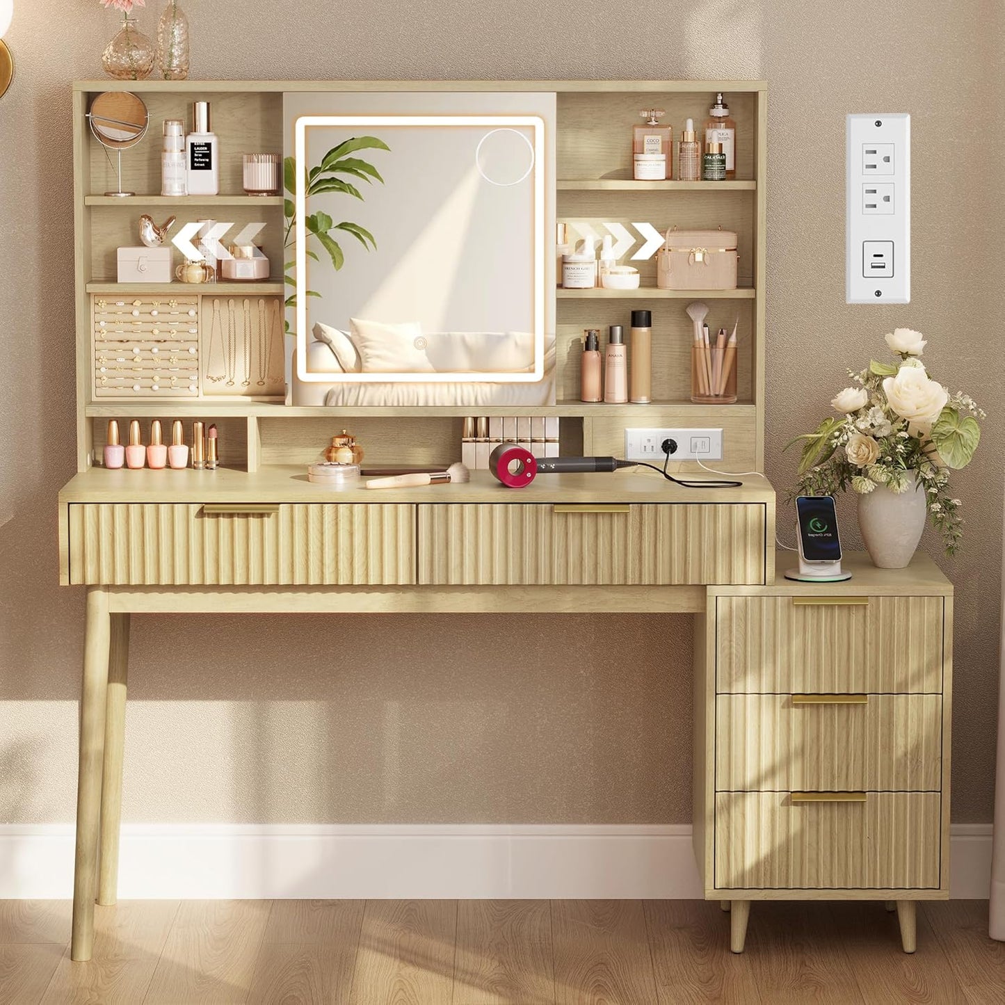 Farmhouse Vanity Desk with Modern Style