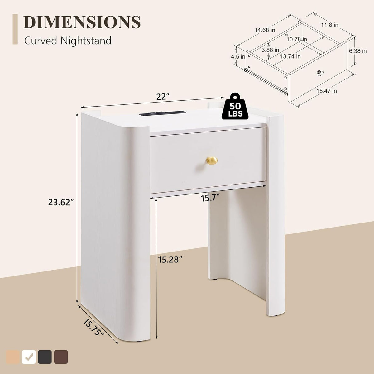 Modern Nightstand with Ideal Bedside Height