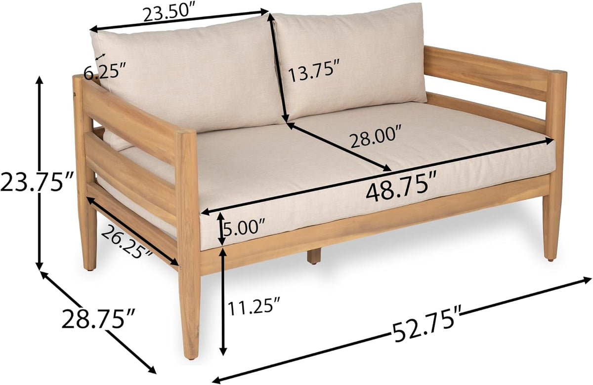 4-Piece Patio Set with Spacious Seating for 4 People