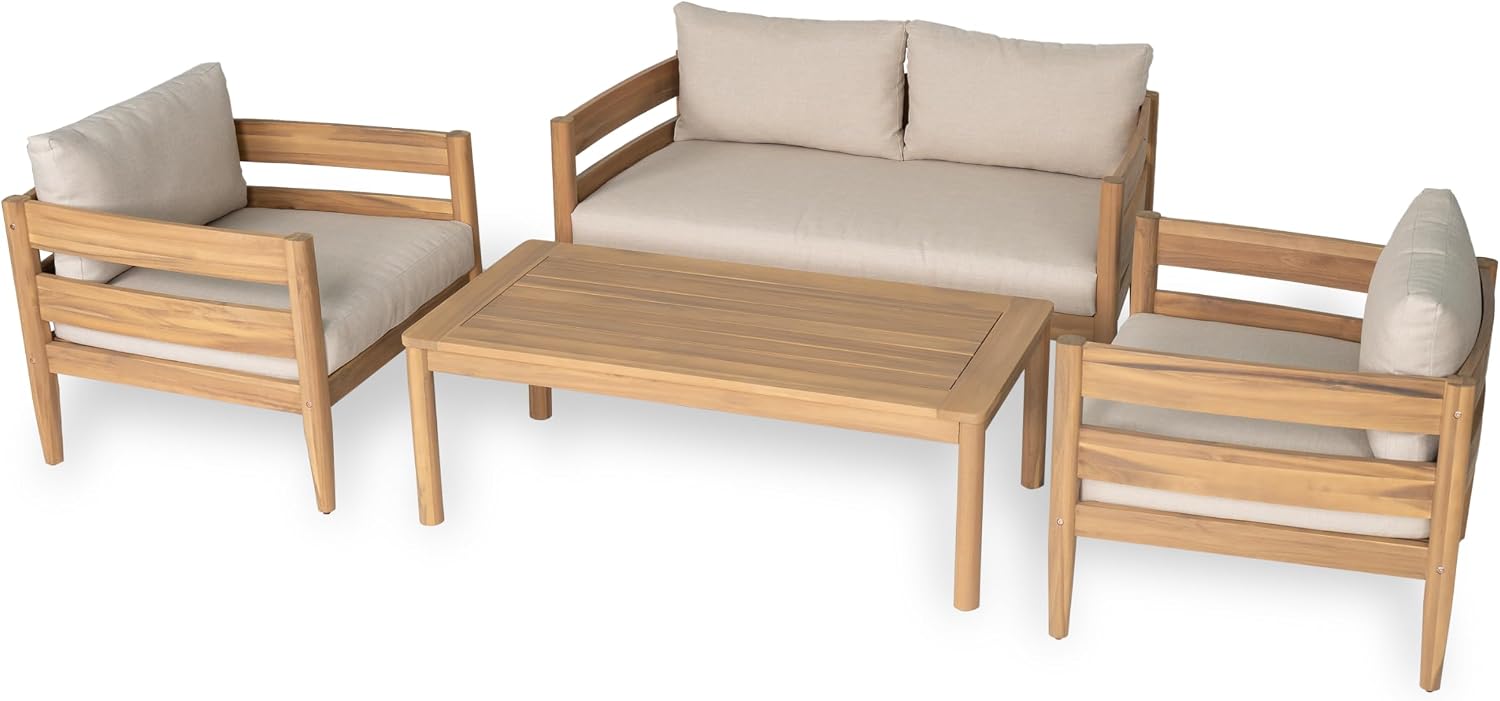 4-Piece Patio Set with Spacious Seating for 4 People