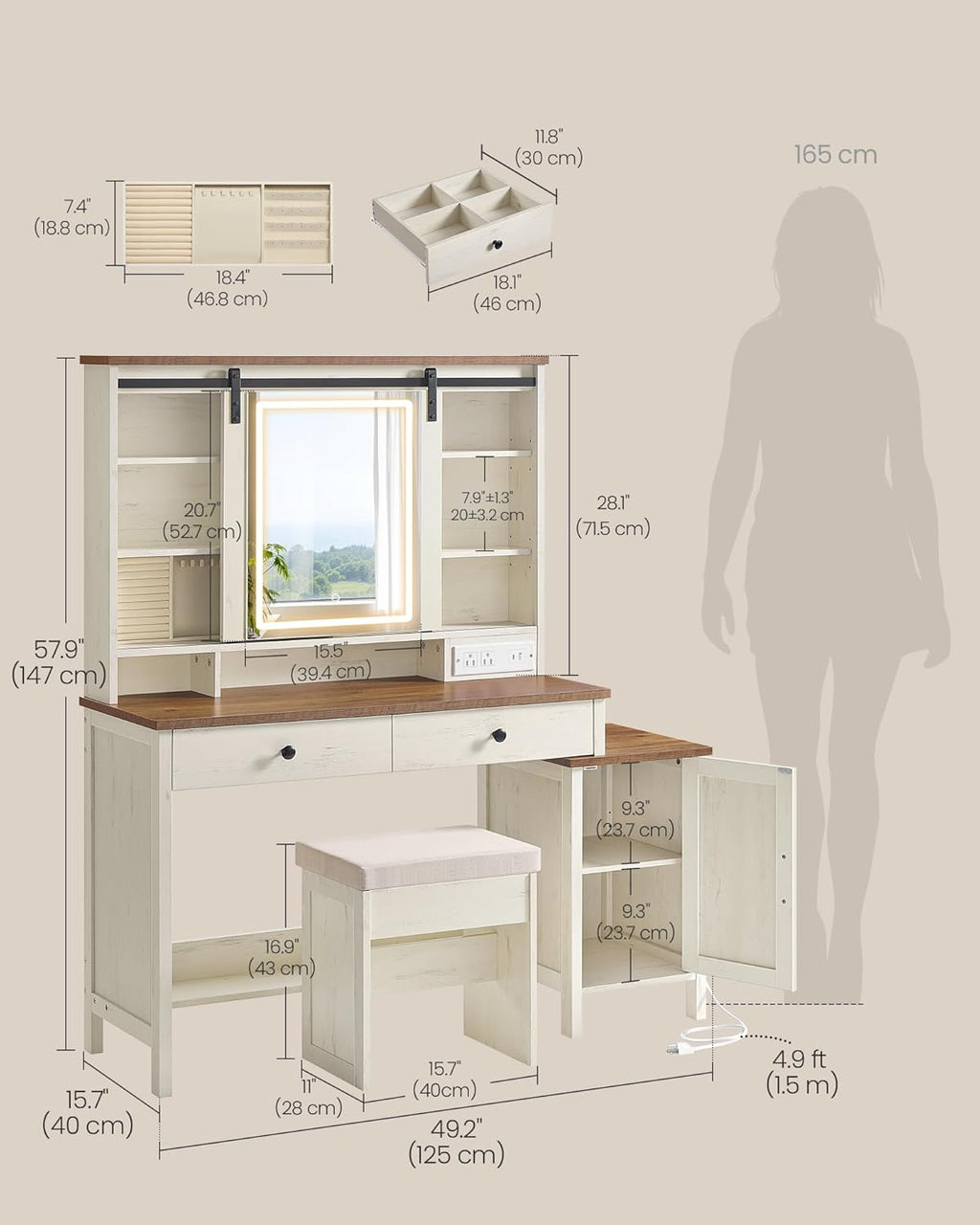 Farmhouse Vanity Desk with Modern Style