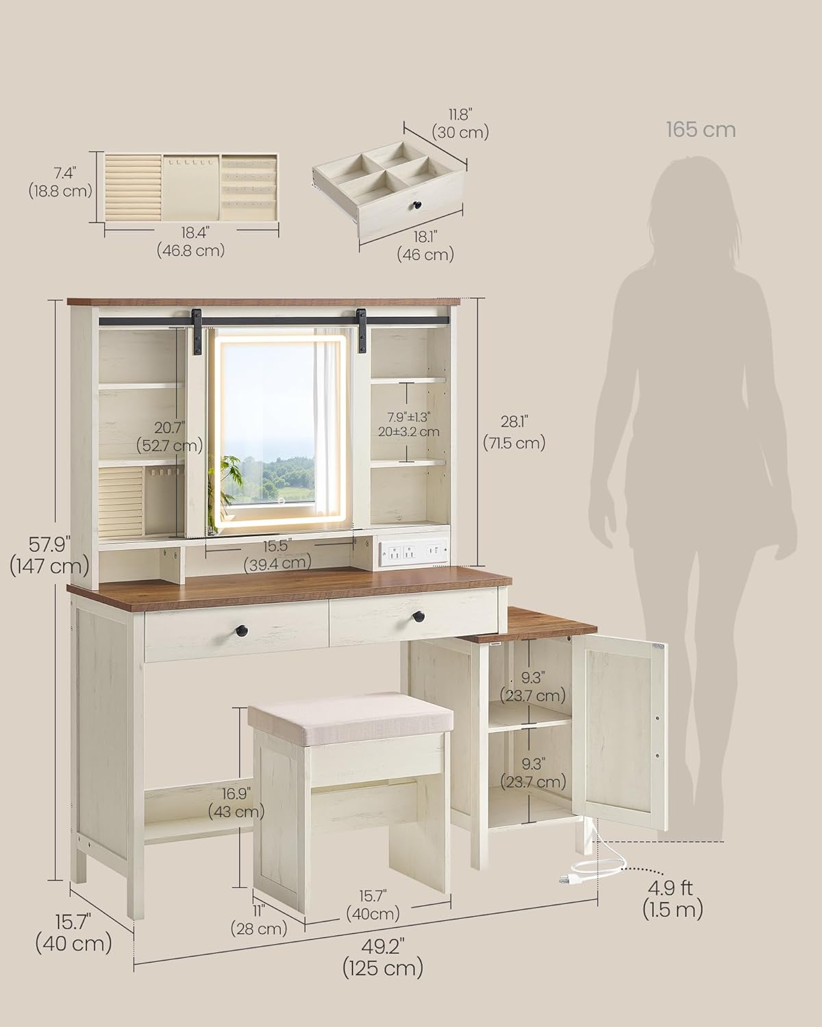 Farmhouse Vanity Desk with Modern Style