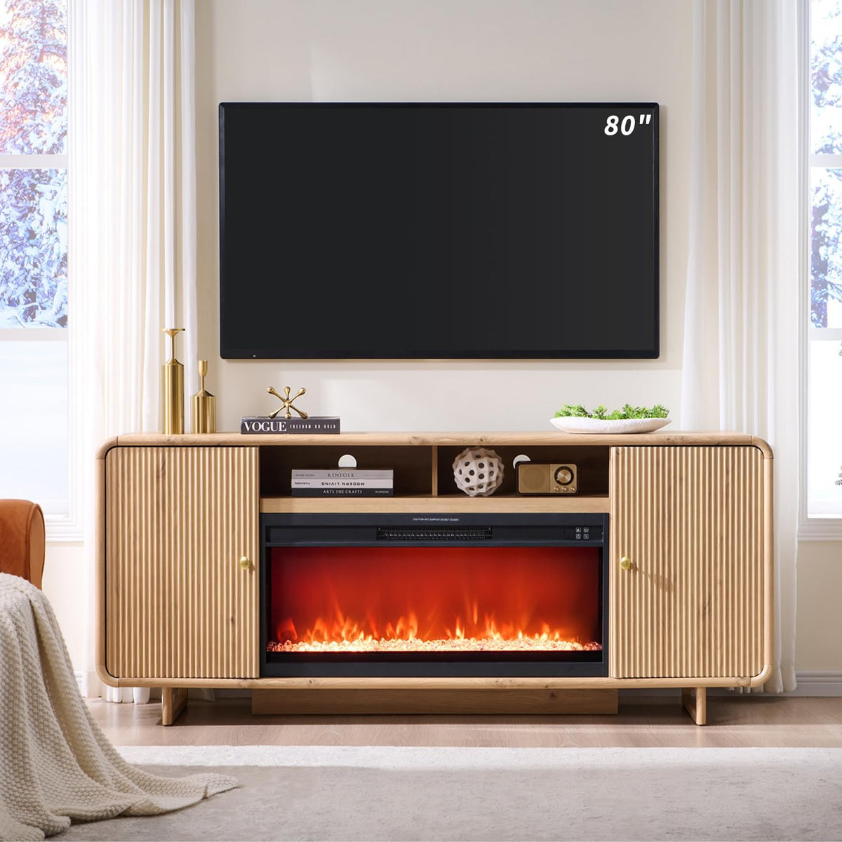 Modern Fireplace TV Stand for Large TVs