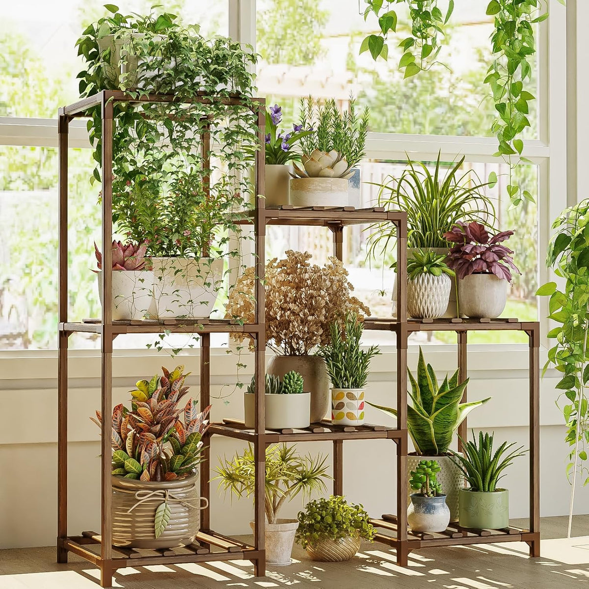 7-Pot Ladder Plant Stand for Organized Display