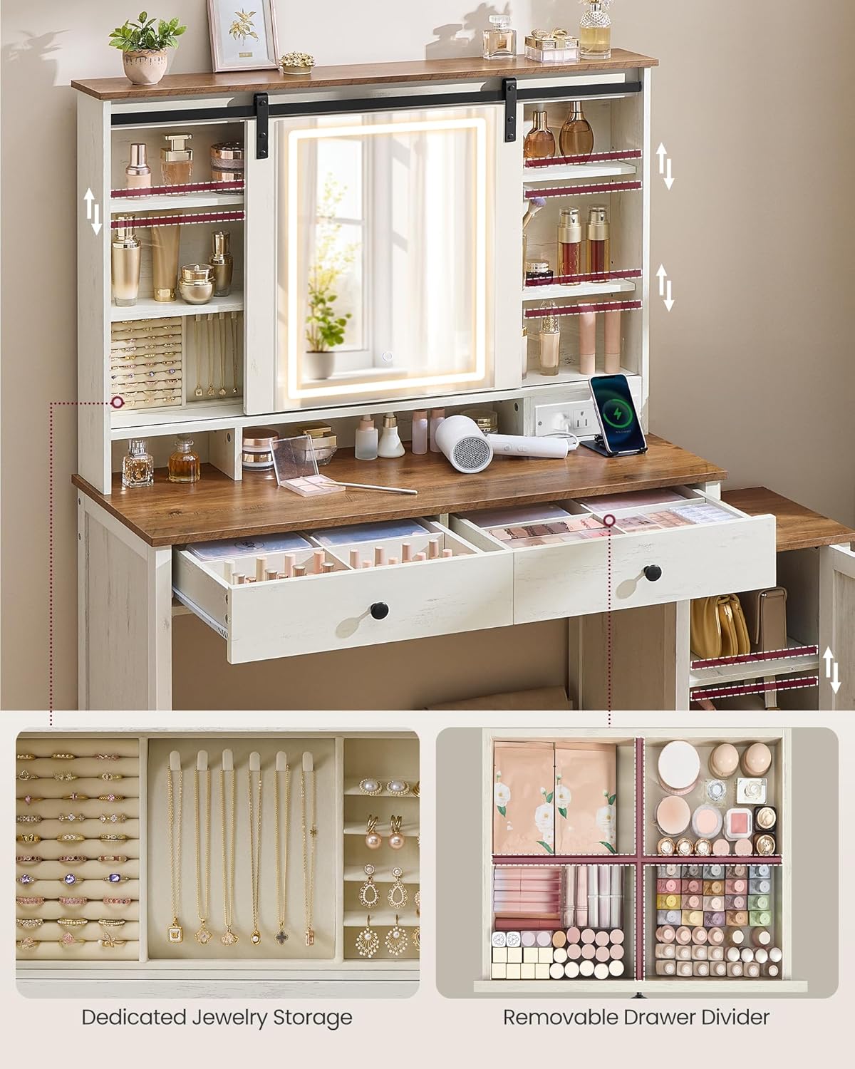 Farmhouse Vanity Desk with Modern Style