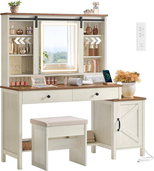 Farmhouse Vanity Desk with Modern Style