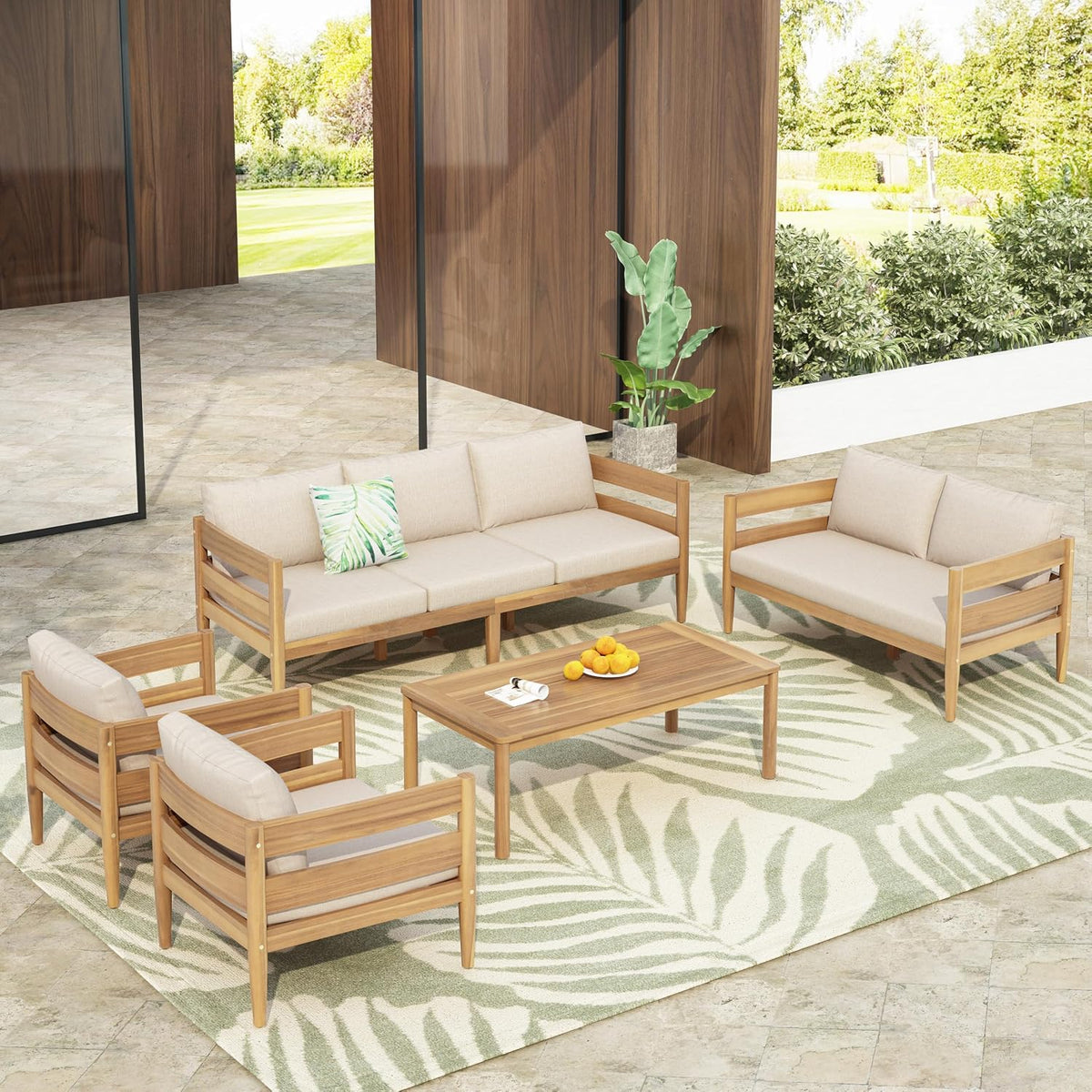 4-Piece Patio Set with Spacious Seating for 4 People