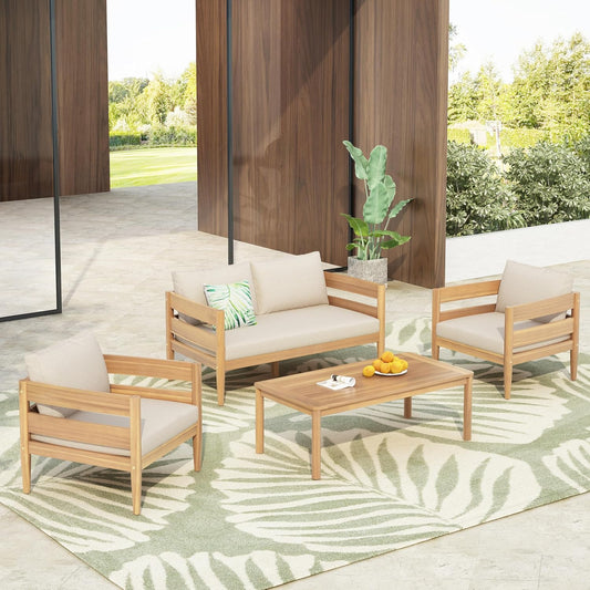 4-Piece Patio Set with Spacious Seating for 4 People